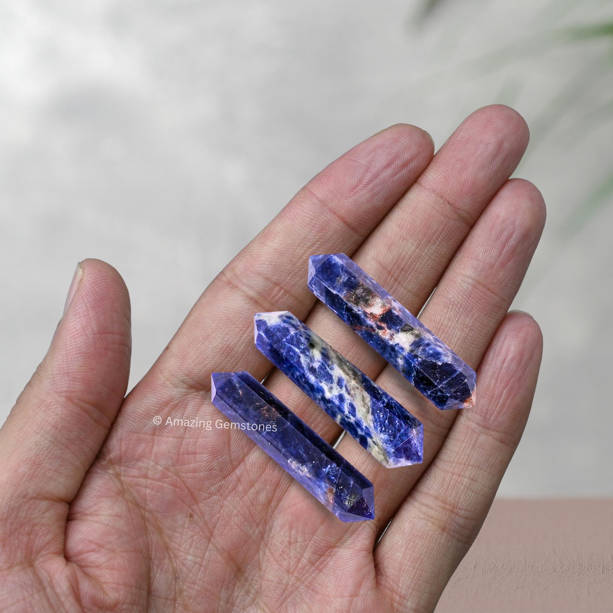 Sodalite Meditation Crystal Charm Pack Of 3 - Healing Stone Keychains For Bags, Keys, & Travel
