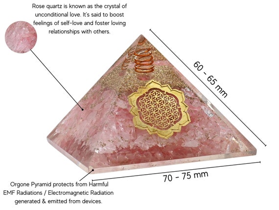 rose toy emf radiation Rose Quartz Orgonite Pyramid, Lotus Flower, EMF Protection