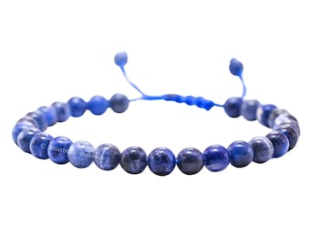 Sodaliet-edelsteenarmband, 6 mm kralenkristal, handgemaakt in de VS