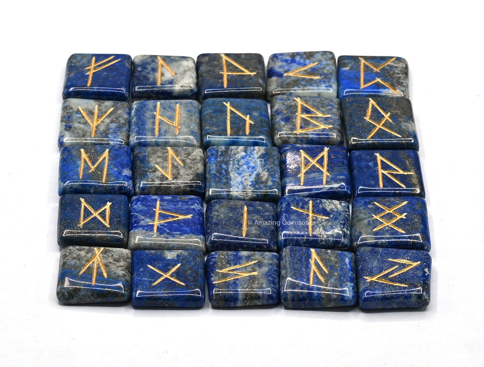Witches Rune Crystals Lapis Lazuli Witches Rune Stone Set, Elder Futhark Runes, Crystal ...