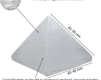 Selenite Crystal Pyramid: Handmade Healing Stone Decor (Free Velvet Pouch)