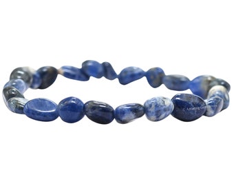 Bracelet fait main en cristal de guérison à la sodalite : perles de pierres précieuses roulées