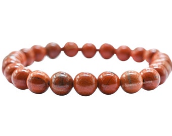 Red Jasper Bracelet: Handmade 8mm Beaded Stretch Bracelet