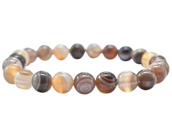 Pulsera de cristal de ágata de Botsuana: pulsera curativa hecha a mano con piedras preciosas