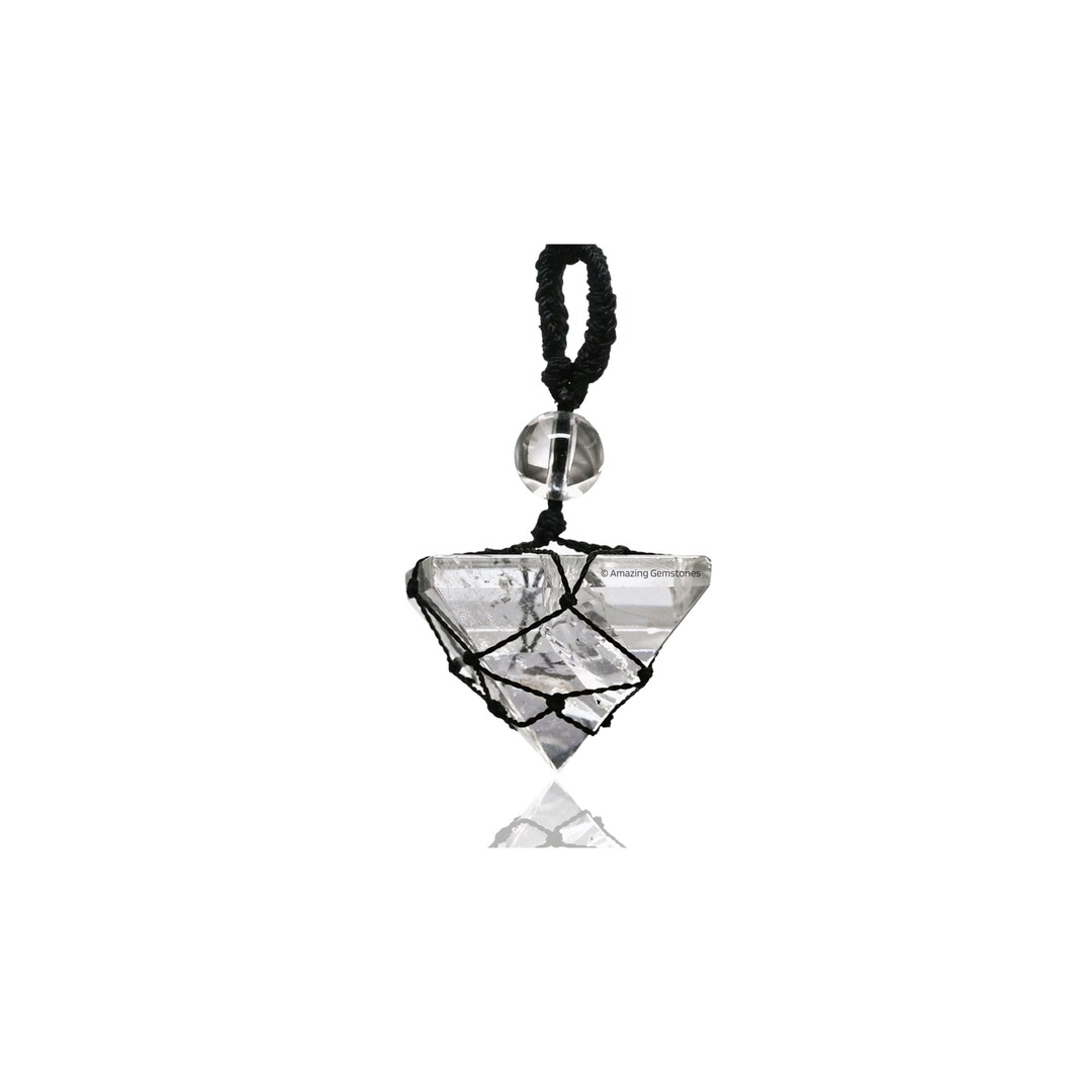 Macrame Pyramid Clear Quartz Pyramid Pendant: Macrame Crystal Necklace, Handmade in USA ...