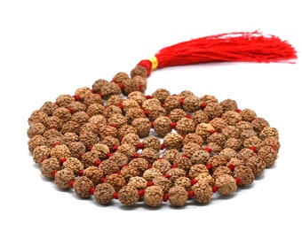 Handmade Rudraksha Mala Prayer Beads Necklace, 108 Japa Mala