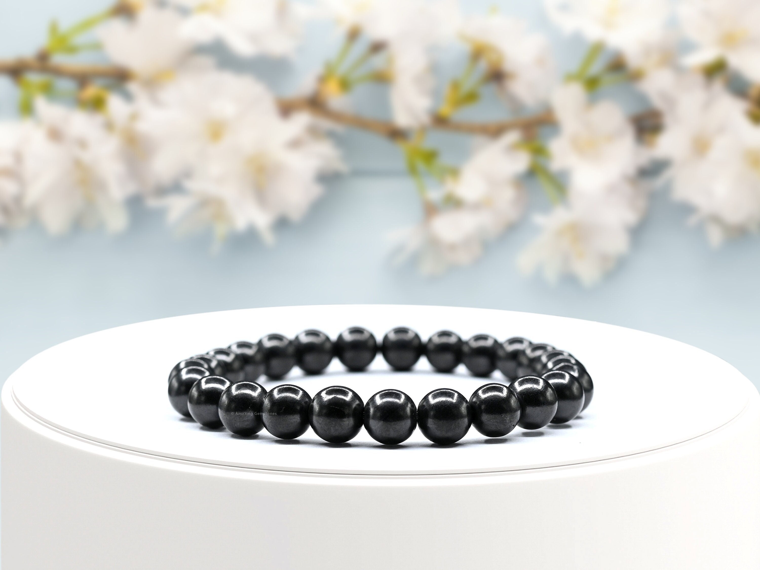 シュンガイトヒーリングクリスタルストーンブレスレット、男性、女性