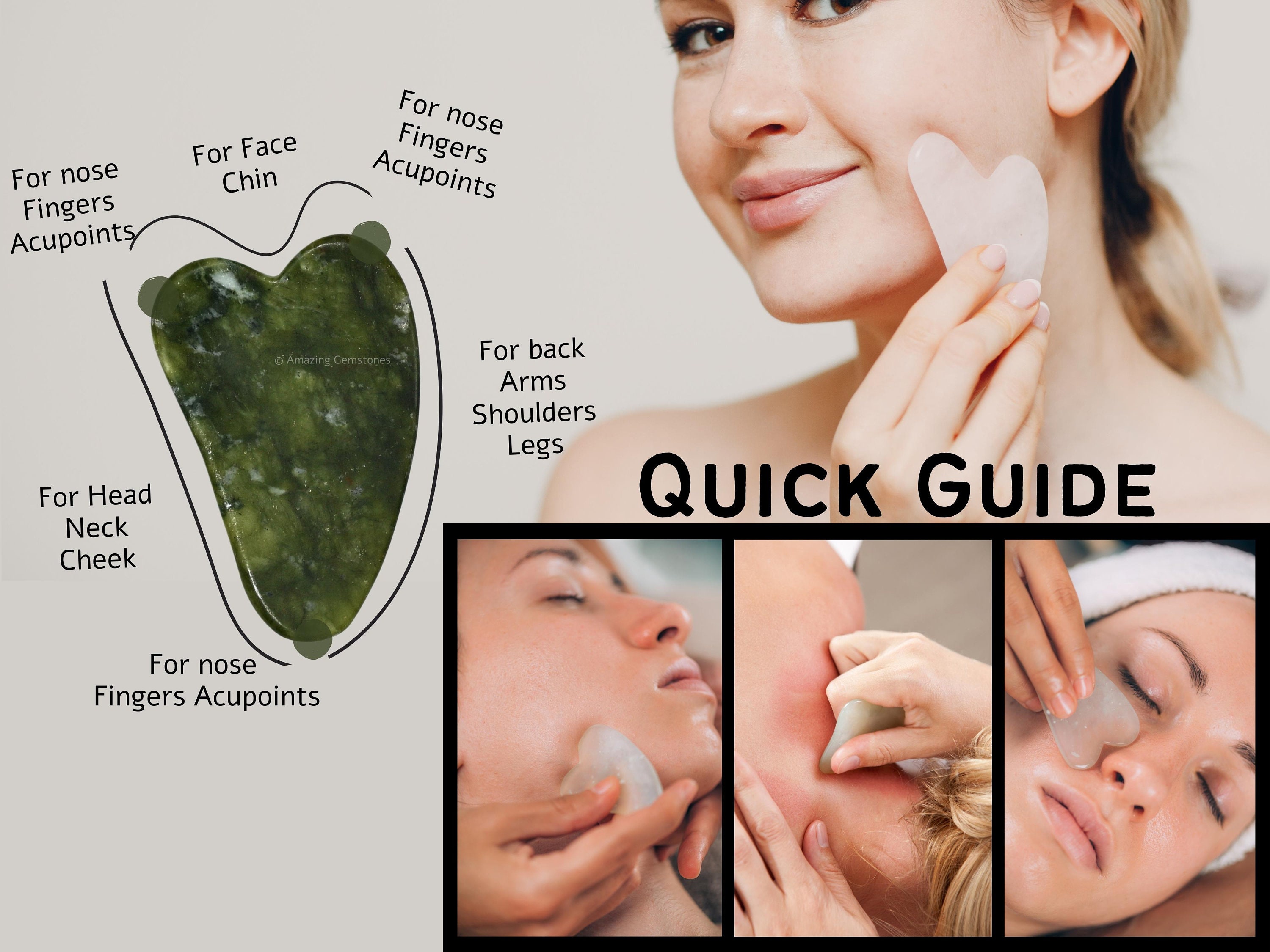 翡翠 ジャダーローラー グアシャセット 翡翠フェイスローラーとグアシャのコンボセット（プレミアムギフト