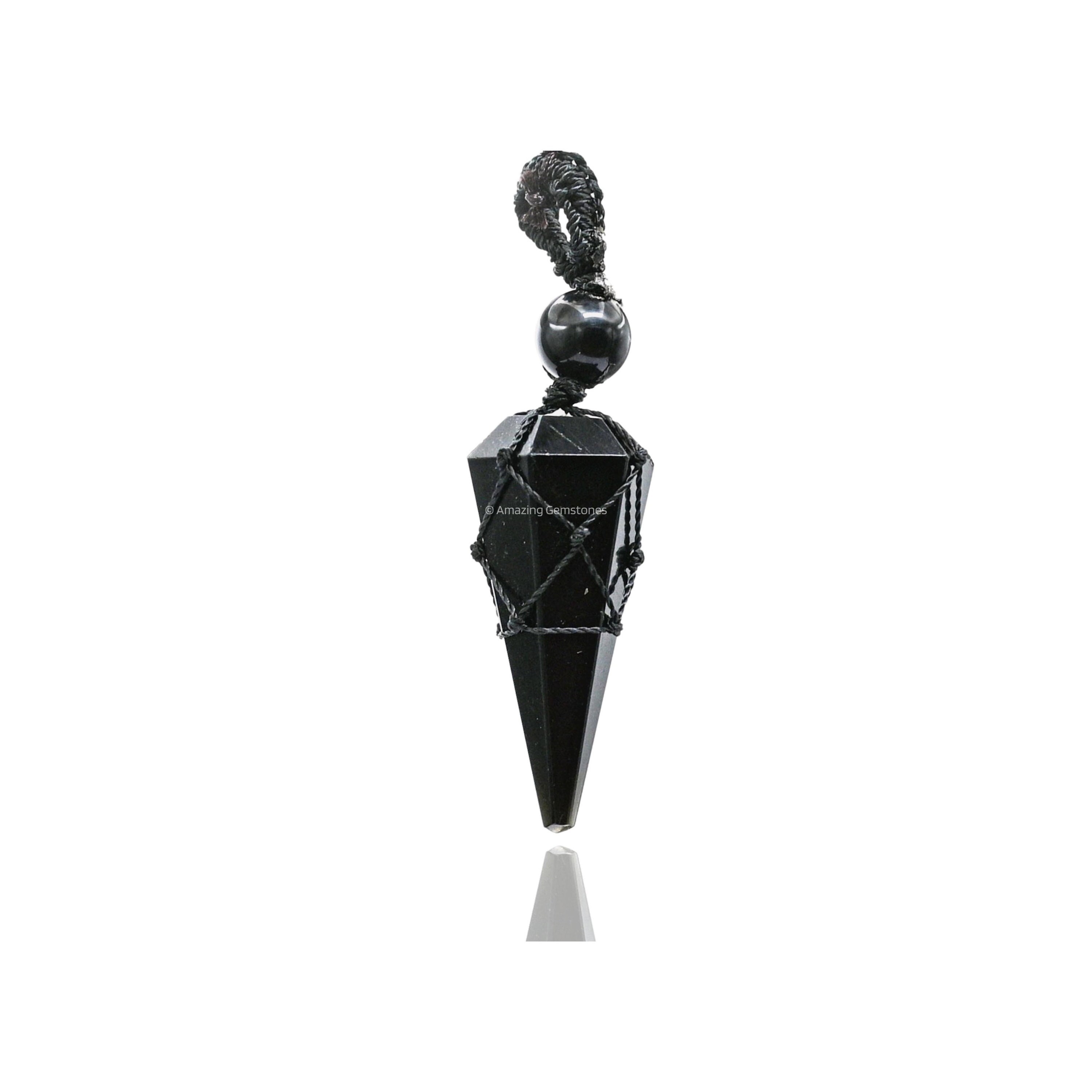 Black Obsidian Pendulum Stone Necklace, Unique Men and Women