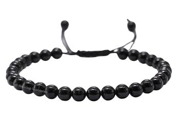 Black Tourmaline Crystal Gemstone Bracelet, Healing Protection, Handmade in USA