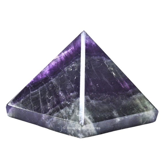 Fluorite Healing Crystal Pyramid, Handmade Stone Decor