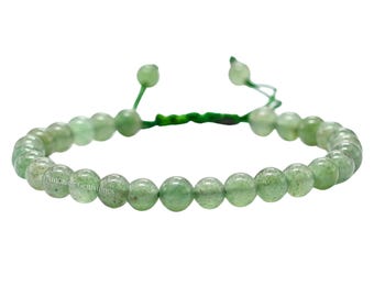 Green Aventurine Crystal Bracelet, 6mm Beaded Gemstone, Handmade in USA