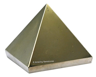 Handmade Pyrite Crystal Pyramid: Healing Stone Decor (Free Velvet Pouch)