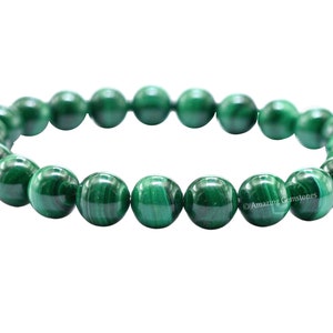 Handmade Malachite Beaded Bracelet: Healing Crystal Stone, Stretchable