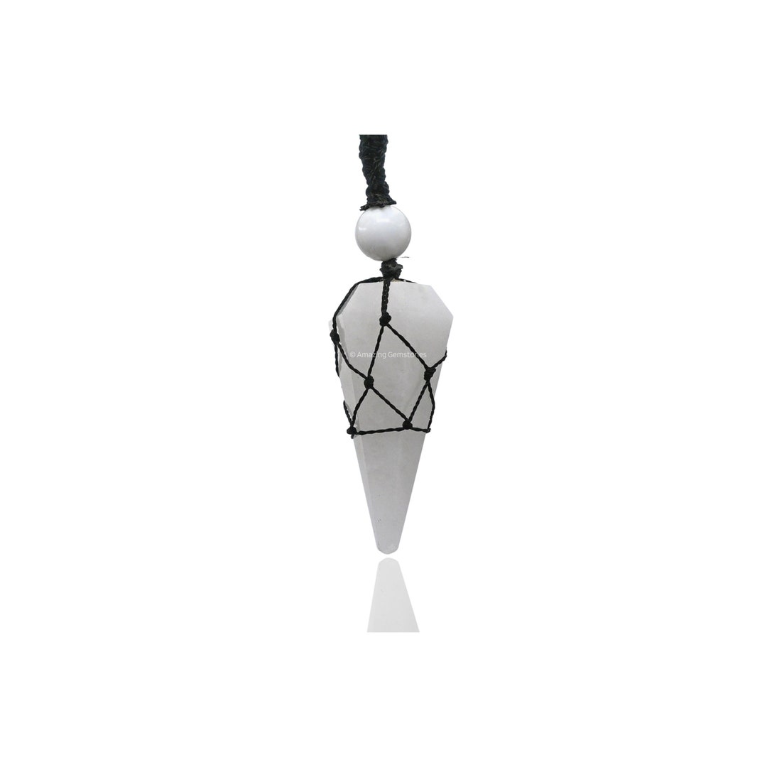 Pendulum Rocks Handmade Snow Quartz Pendulum Necklace, Macrame Crystal Stone Holder - Etsy