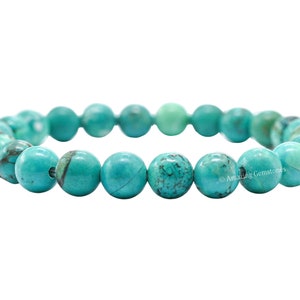 Pulseira de cristal turquesa estabilizada, pulseira de cristal de proteção para homens, mulheres e crianças, pulseira de contas elásticas (bolsa com fecho zip grátis)