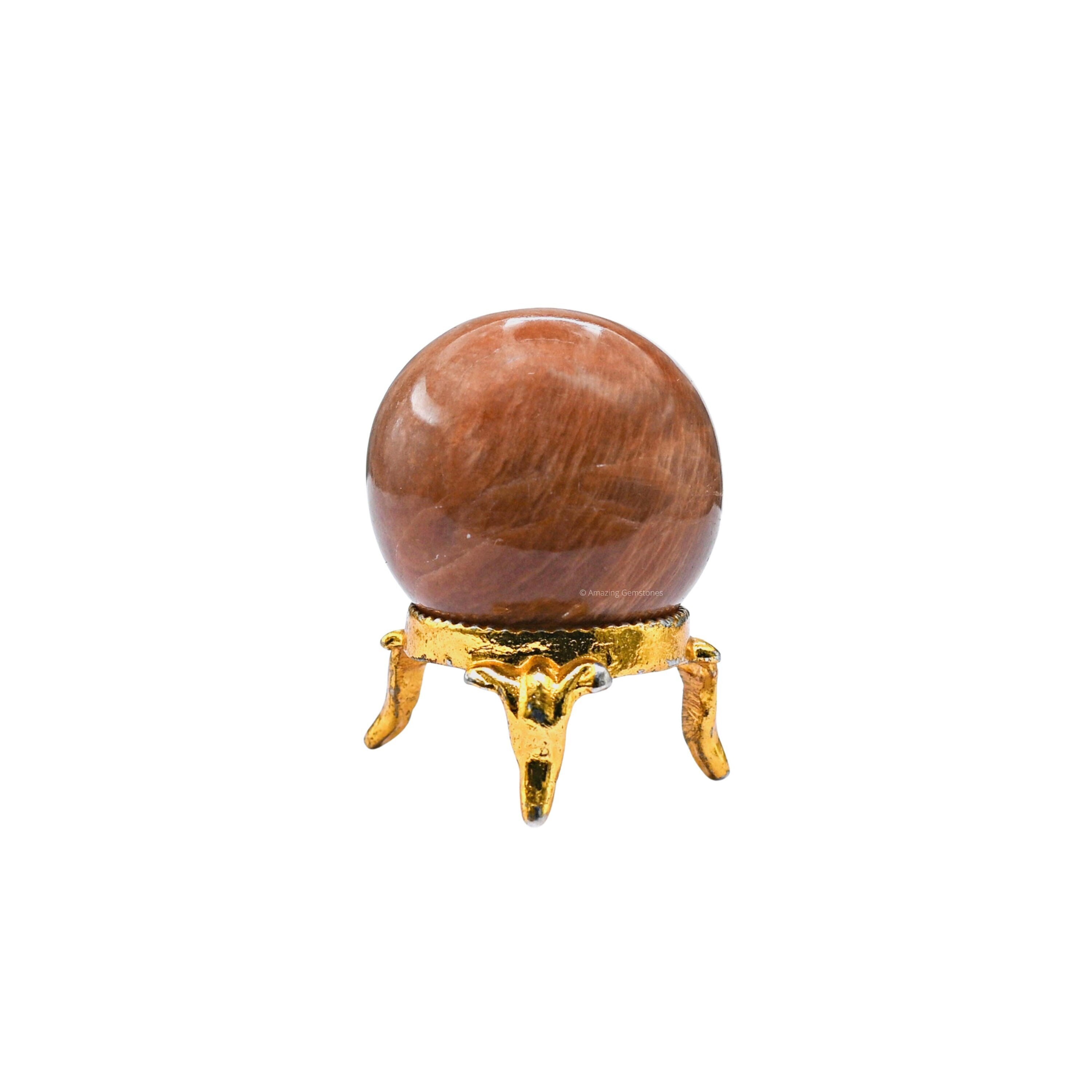 Peach Moonstone Crystal Ball with Stand: Natural Healing Stone Decor