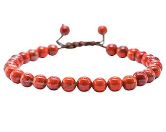 Red Jasper Crystal Bracelet, 6mm Beaded Gemstone, Healing Protection