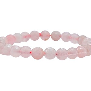 Handmade Rose Quartz Bracelet: Faceted Healing Crystal, USA Crafted