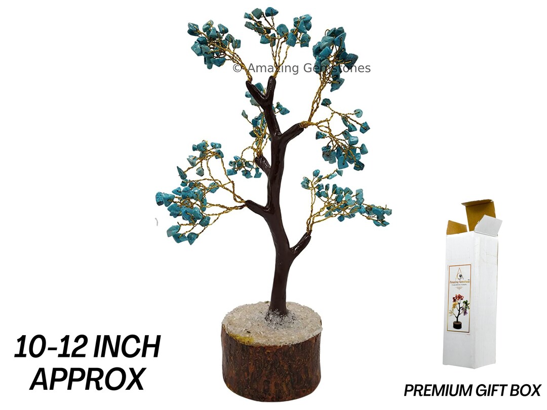 Turquoise Gemstone Crystal Bonsai Tree of Life Natural Etsy