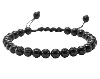 Black Obsidian Beaded Bracelet, 6mm Gemstone, Healing Crystal Protection