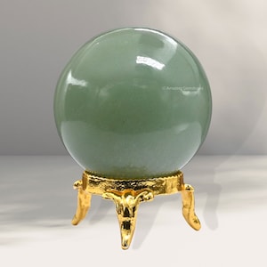 Green Aventurine Crystal Ball Sphere with Holder Stand: Healing Home Decor