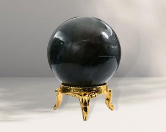 Esfera de ágata musgosa con soporte, bolas decorativas de cristal curativo natural, decoración de mesa para el hogar y la oficina, regalo para ella (bolsa de terciopelo gratis)