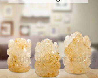 イエローアベンチュリンクリスタルガネーシャ像：手作りホーム