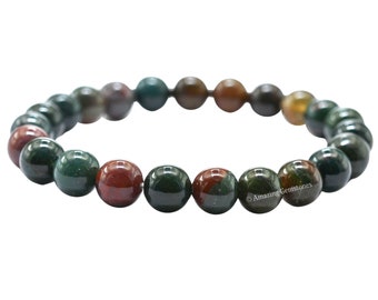 Bracciale con cristallo di eliotropio, pietra curativa, realizzato a mano negli Stati Uniti.