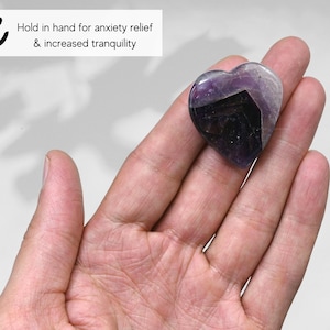 Handmade Amethyst Crystal Heart Stone: Pocket Protection (30mm)