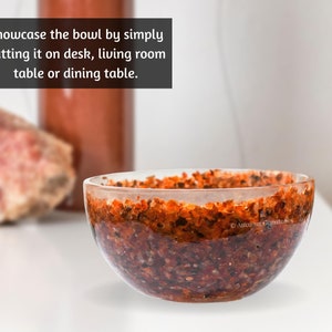 Carnelian Healing Crystal Serving Bowl, Orgonite Gemstone Bowl for Kitchen and Home Decor, Charging Bowl, Gift for Her (Free Velvet Pouch)
