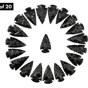 Black Obsidian Arrowhead Points: Crystal Healing, Jewelry Making (20 Piece Set)