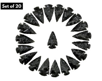 Schwarzer Obsidian Handwerk Zubehör Schmuck machen 20 Stück 1 bis 1,5 Zoll Natürliche Pfeilspitzen Kristall und Achat Steine (Kostenlos Samt Beutel)