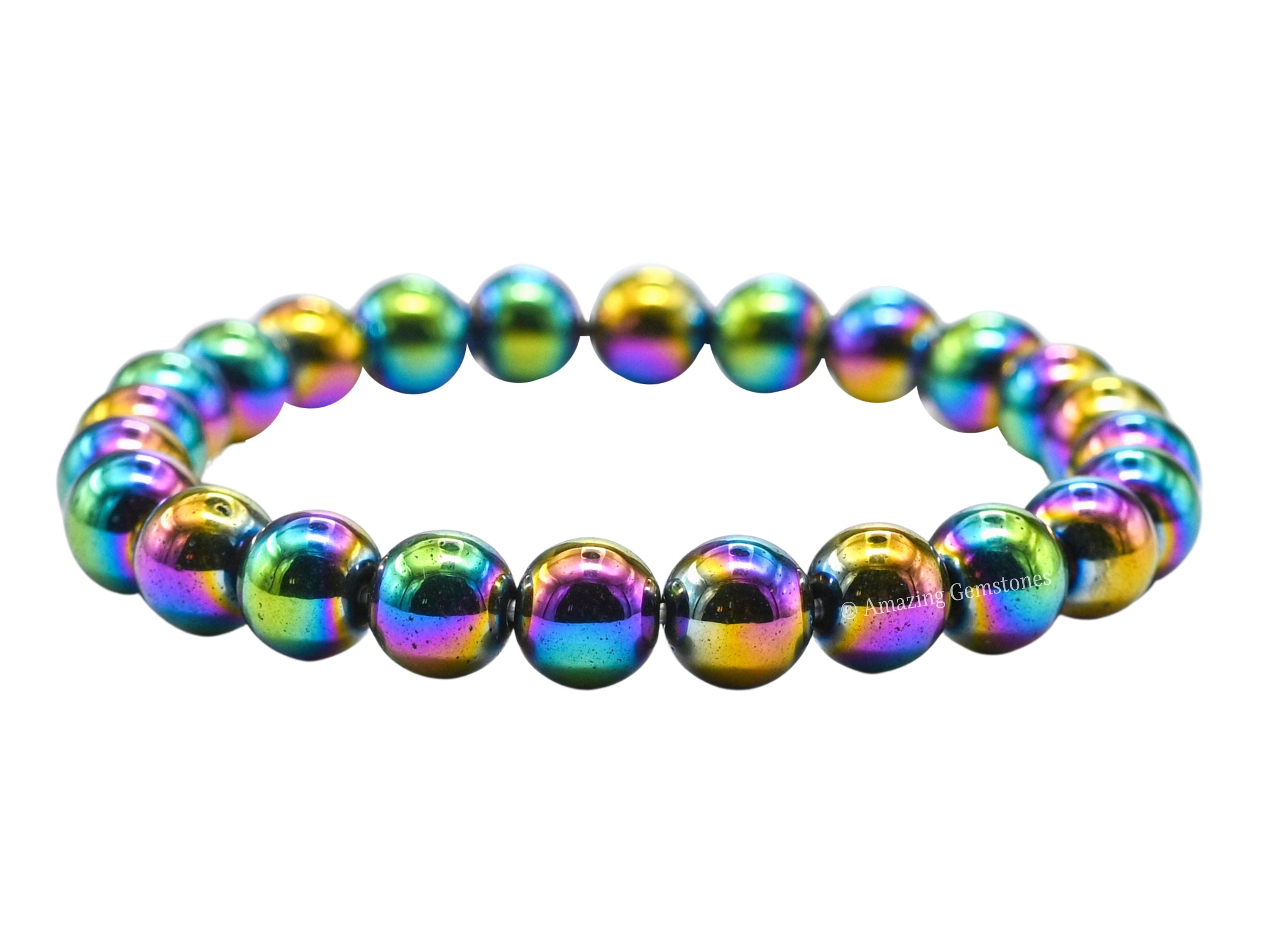 Mystic Hematite Crystal Bracelet: Handmade Beaded Gemstone, 8mm