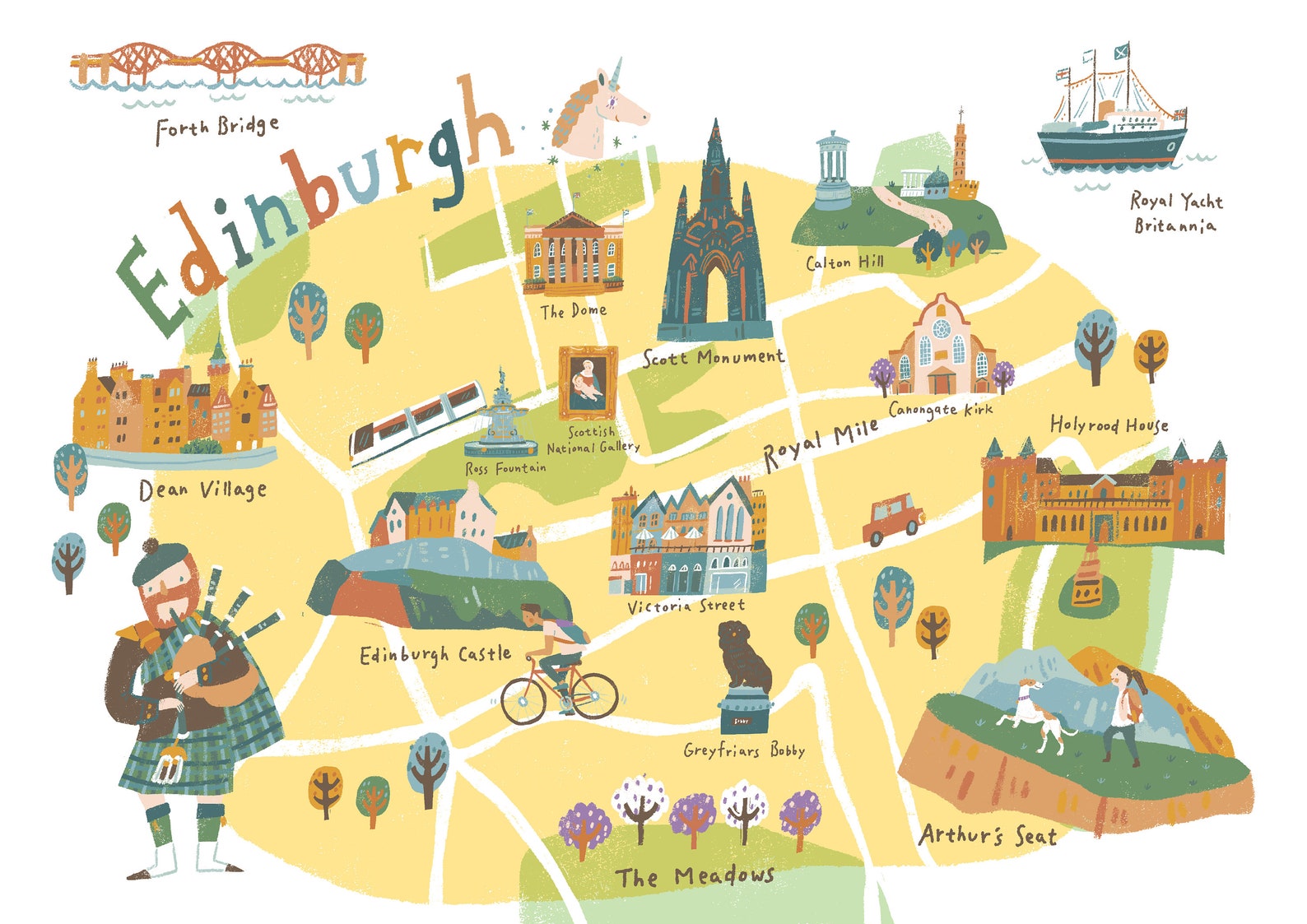 Map Print/edinburgh Map Poster/travel Art Print/playroom Etsy