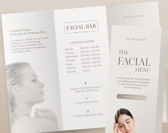 Esthetician Trifold Brochure | Medspa Brochure Template | Beauty Salon Price List | Canva Trifold Flyer | Spa Menu