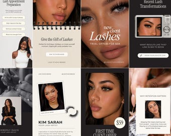 Lash Artist Instagram Story Templates | Lash Extension Story | Beauty Salon Canva Templates | Editable Instagram Stories