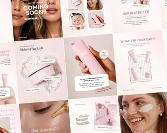 Instagram Post Templates Beauty Brand | Skincare Product Canva Templates