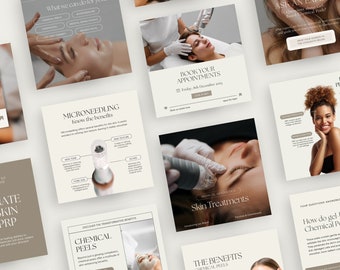 Microneedling Instagram Templates | Esthetician Social Media Templates | RF Microneedling | Medical grade Facial | Editable Canva Templates