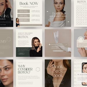 Botox and Filler Instagram Posts | Nurse Injector Instagram Templates | Esthetician Templates Canva | Botox Social Media Templates