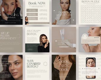 Botox and Filler Instagram Posts | Nurse Injector Instagram Templates | Esthetician Templates Canva | Botox Social Media Templates