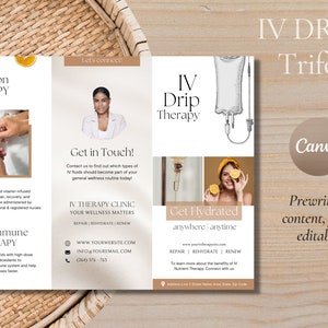 Iv Therapy Tri fold | Iv Drip Brochure | IV Hydration Flyer | Vitamin C Drip | Infusion Post Templates | Canva Templates