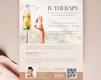 IV Therapy Flyer | IV Drip Template Canva | Esthetician Template | Flyer Template | IV Infusion