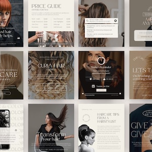 Hairstylist Instagram Post Templates | Hair Salon Templates | Hairdresser Social Media Templates | Hairstylist Canva Templates