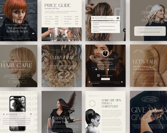 Hairstylist Instagram Post Templates | Hair Salon Templates | Hairdresser Social Media Templates | Hairstylist Canva Templates