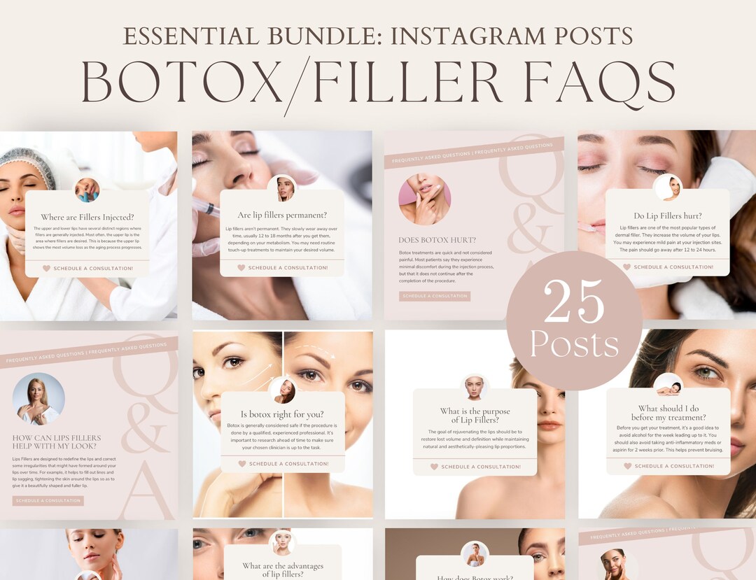 Botox Faqs Botox Instagram Posts Derma Filler Content Ready Etsy
