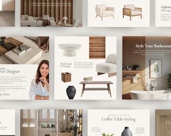 Interior Design Instagram Post Template | Interior Designer Templates |  Real Estate Social Media Posts | Minimalist Canva Templates