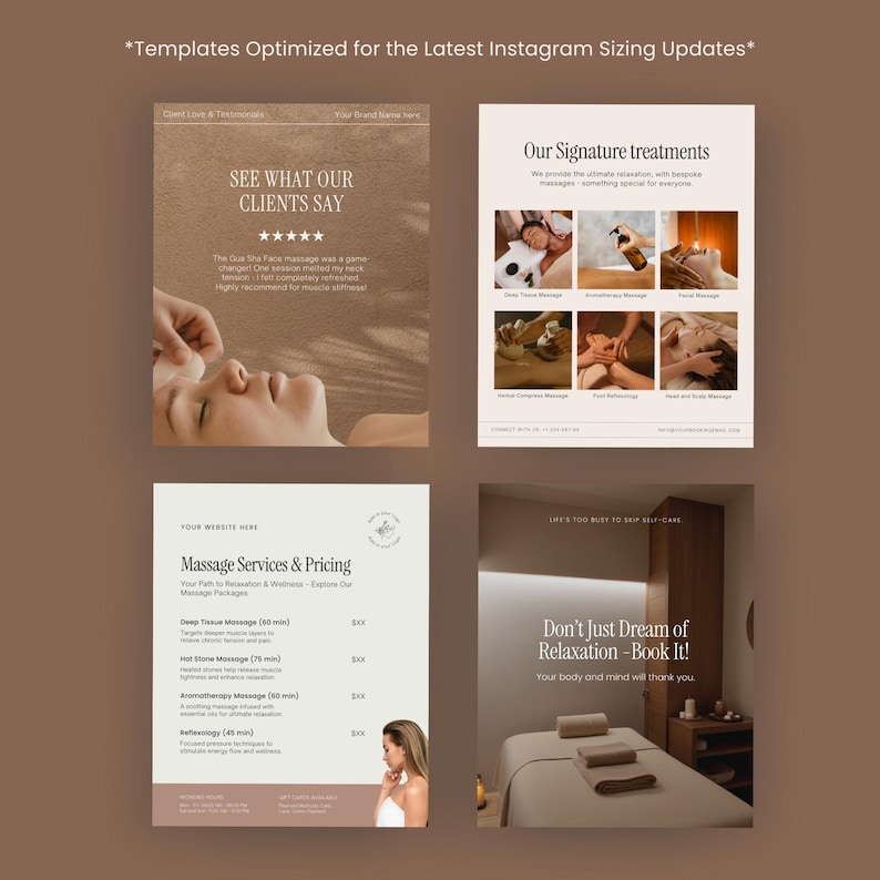 Massage Instagram Template | Massage Therapist Social Media Posts | Massage Business Instagram Template | Spa Instagram Posts image 3