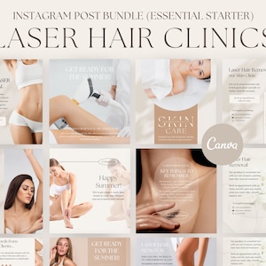 Laser Hair Removal Posts, Skin Clinic, Laser Technician Posts, Social media Templates, Editable Canva Posts, Laser Hair Clinic