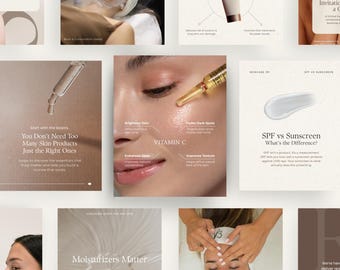 Skincare Instagram Templates | Esthetician Posts | Facial Specialists | Beauty Professionals | Editable Canva Templates